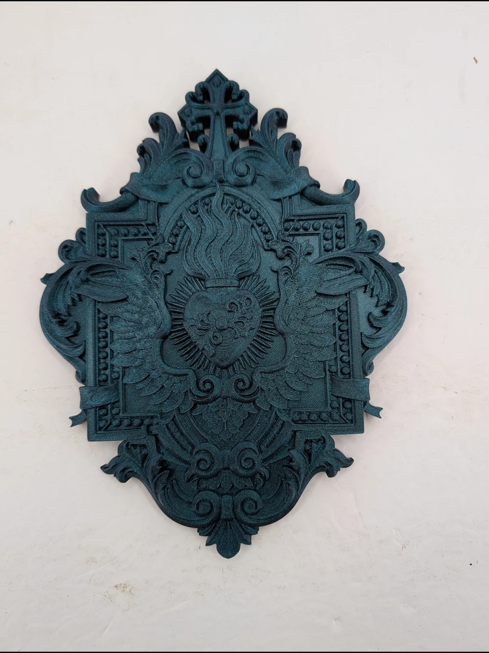 Decorative Teal Sacred Heart Wall Plaque - Home Accents Decor